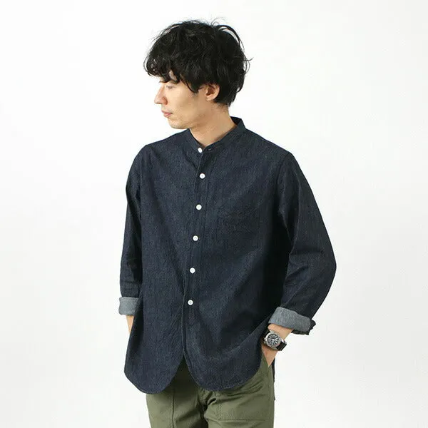 FOB FACTORY / F3470 denim band collar shirt