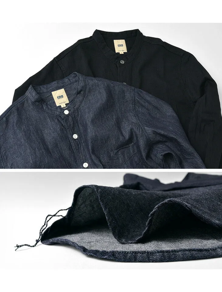 FOB FACTORY / F3470 denim band collar shirt