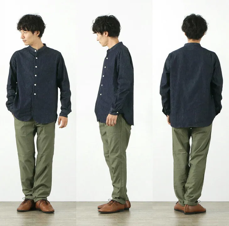 FOB FACTORY / F3470 denim band collar shirt