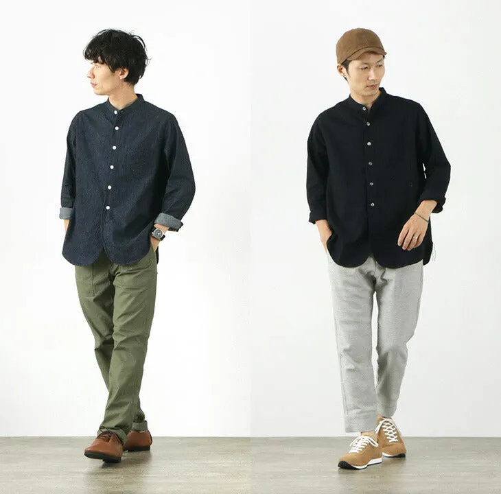 FOB FACTORY / F3470 denim band collar shirt