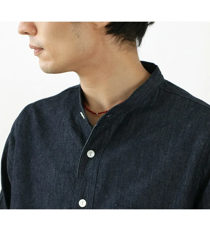 FOB FACTORY / F3470 denim band collar shirt