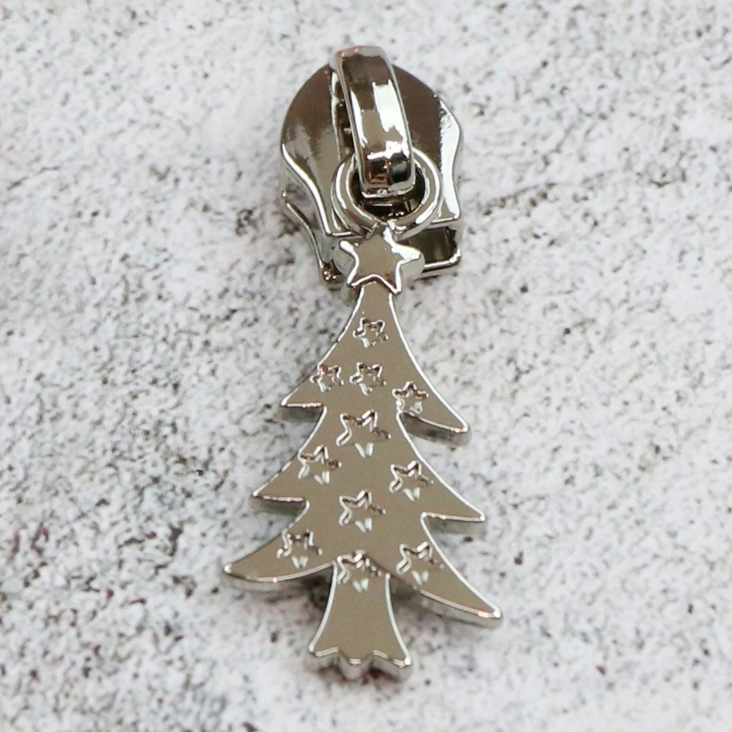 Four Christmas Tree Zipper Pulls Nickel