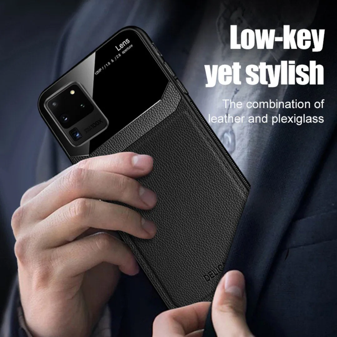 Galaxy S20 Ultra Sleek Slim Leather Glass Case