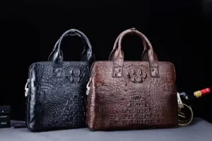 Genuine Crocodile Leather Briefcase With Password Lock