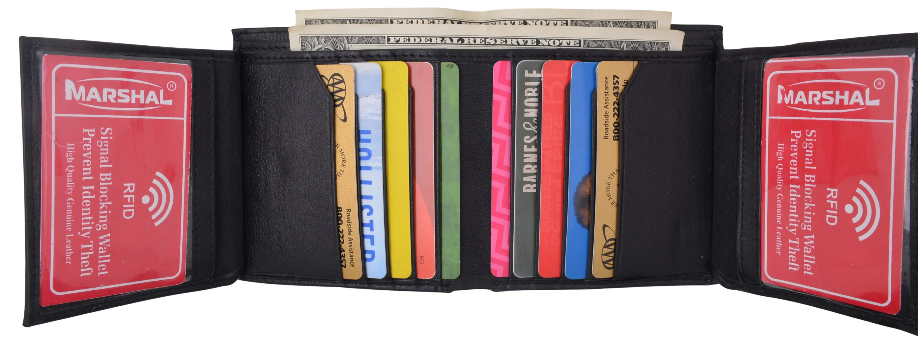 Genuine Leather Men's Bifold Wallet Slim Hipster Cowhide Credit Card RFID Black