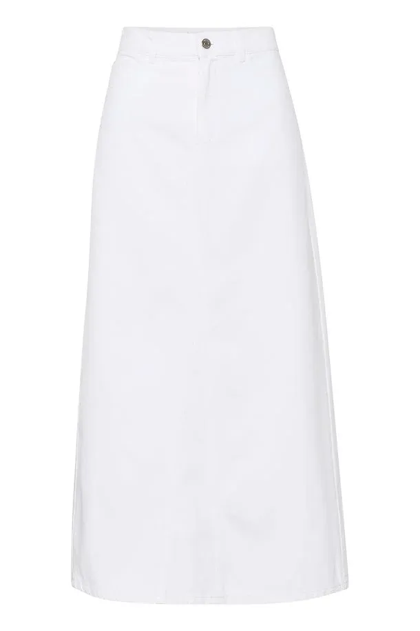 Gestuz Long Denim Skirt White