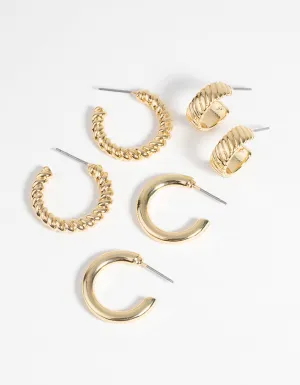 Gold Plated Twisted Hoop Earring Pack