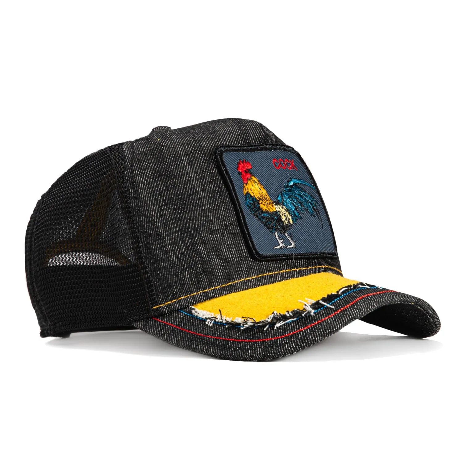 Goorin Bros Silky Cock Adjustable Trucker Distressed Hat - Black Denim