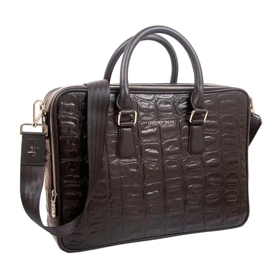 Great Dane | Luxury Leather Laptop/Office Bag | 100% Genuine Leather Bag | Color: Black