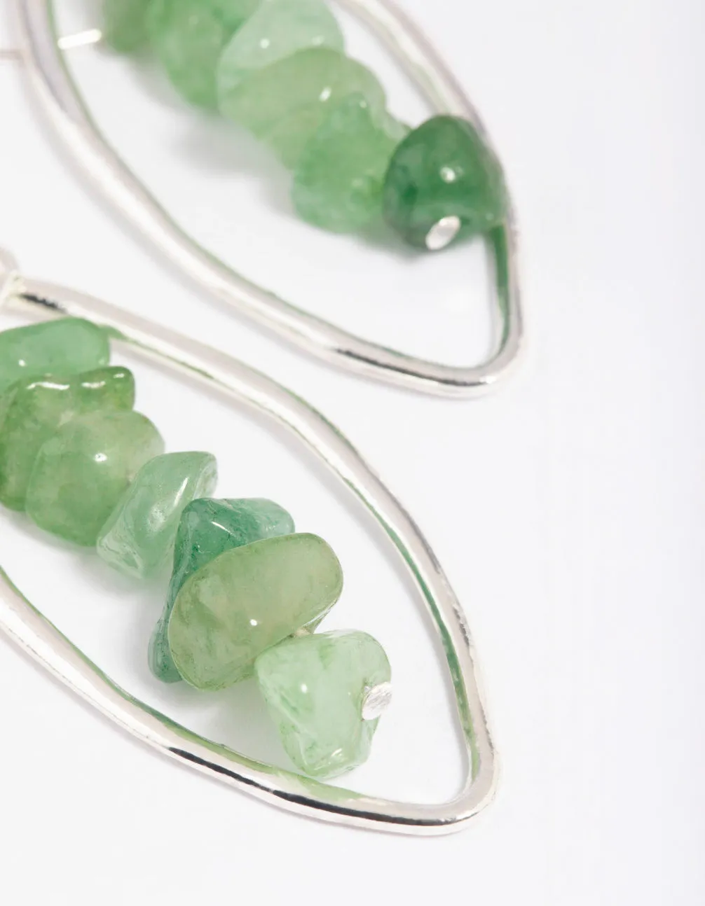 Green Adventurine Chip Oval Drop Earrings