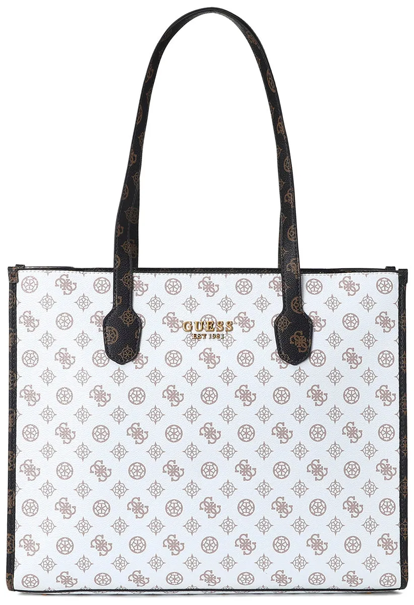 Guess Silvana Handbag In White Brown For Women