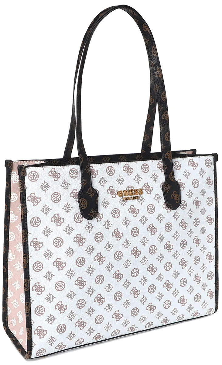 Guess Silvana Handbag In White Brown For Women