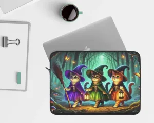 Halloween Decor - Cat Witches - Laptop Sleeve