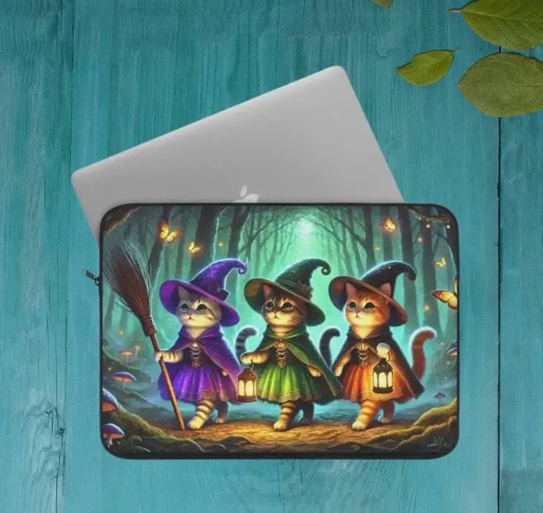 Halloween Decor - Cat Witches - Laptop Sleeve