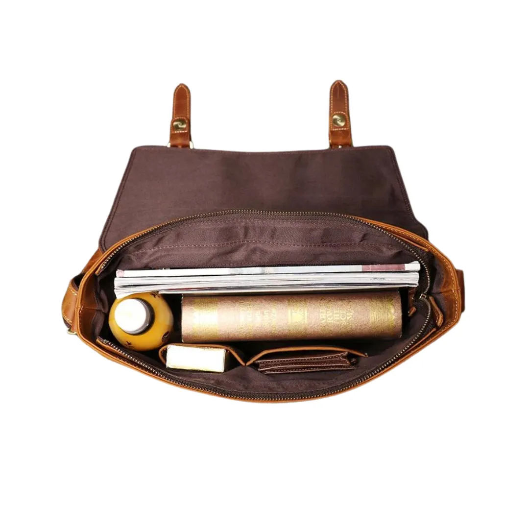 Handmade Vegetable Leather Mens Messenger Bag, Shoulder Bag