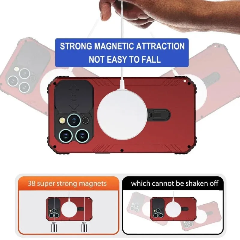 Heavy Duty Armour Metal Phone Case With Bracket Screen For iPhone