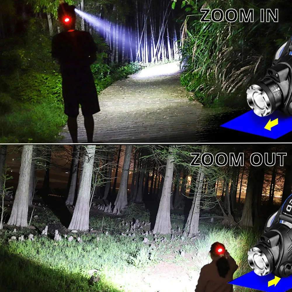 High power LED Headlamp Fishing Headlight 3 Modes Zoomable Waterproof Super bright camping light Powered by 2x18650 batteries