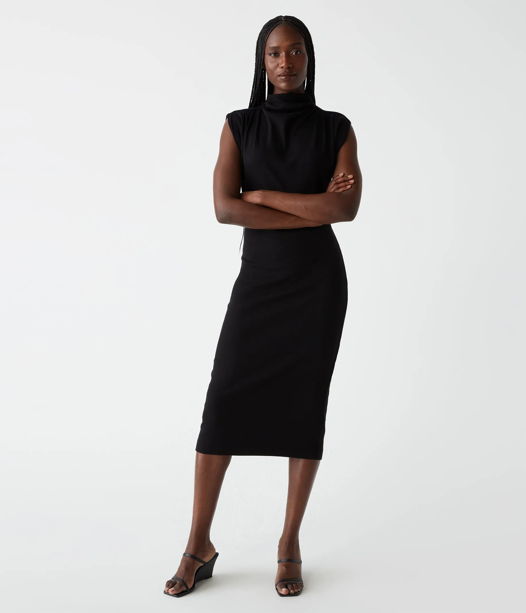 Iolanda Power Shoulder Dress