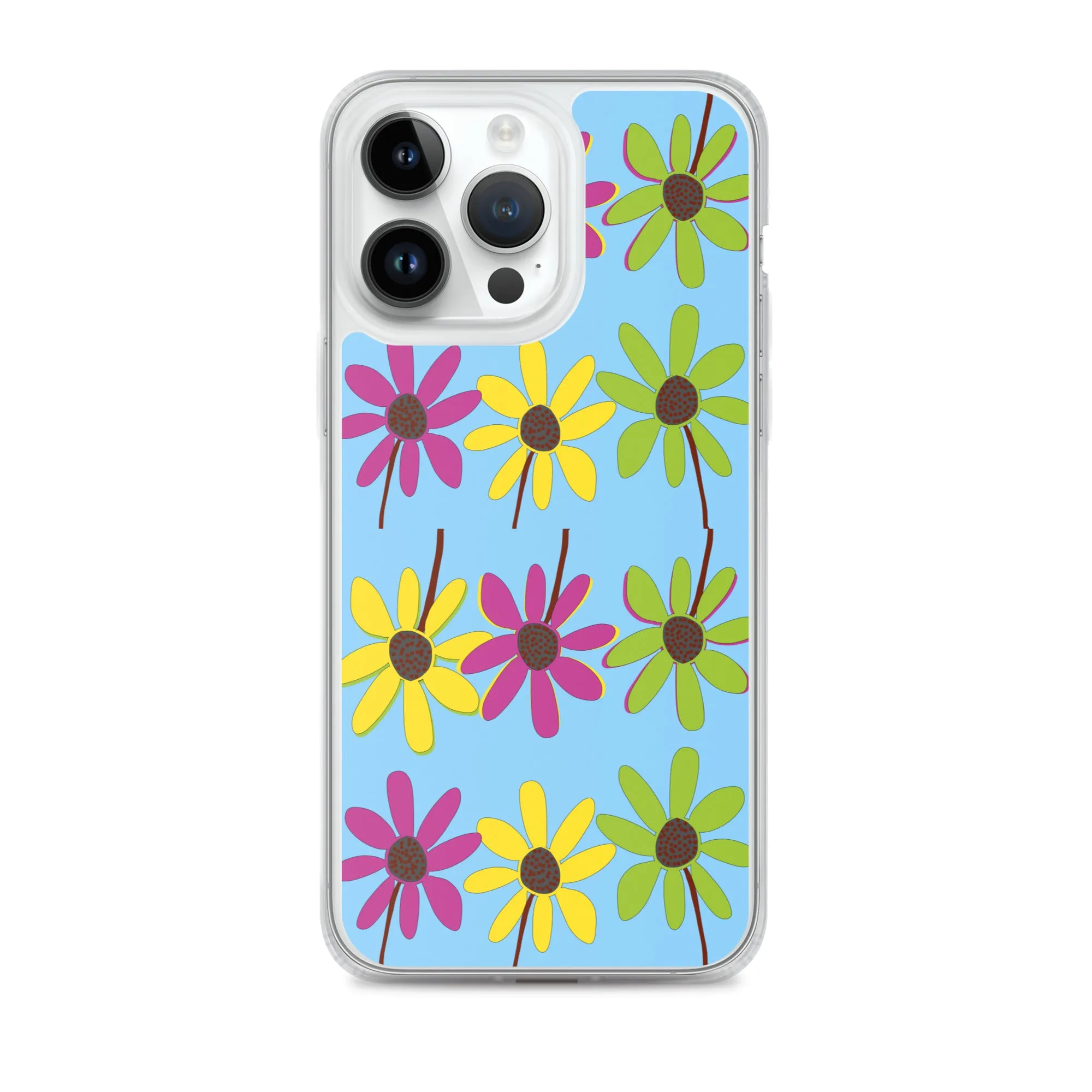 iPhone Colourful Hand Drawn Flower Petals Sky Blue Case