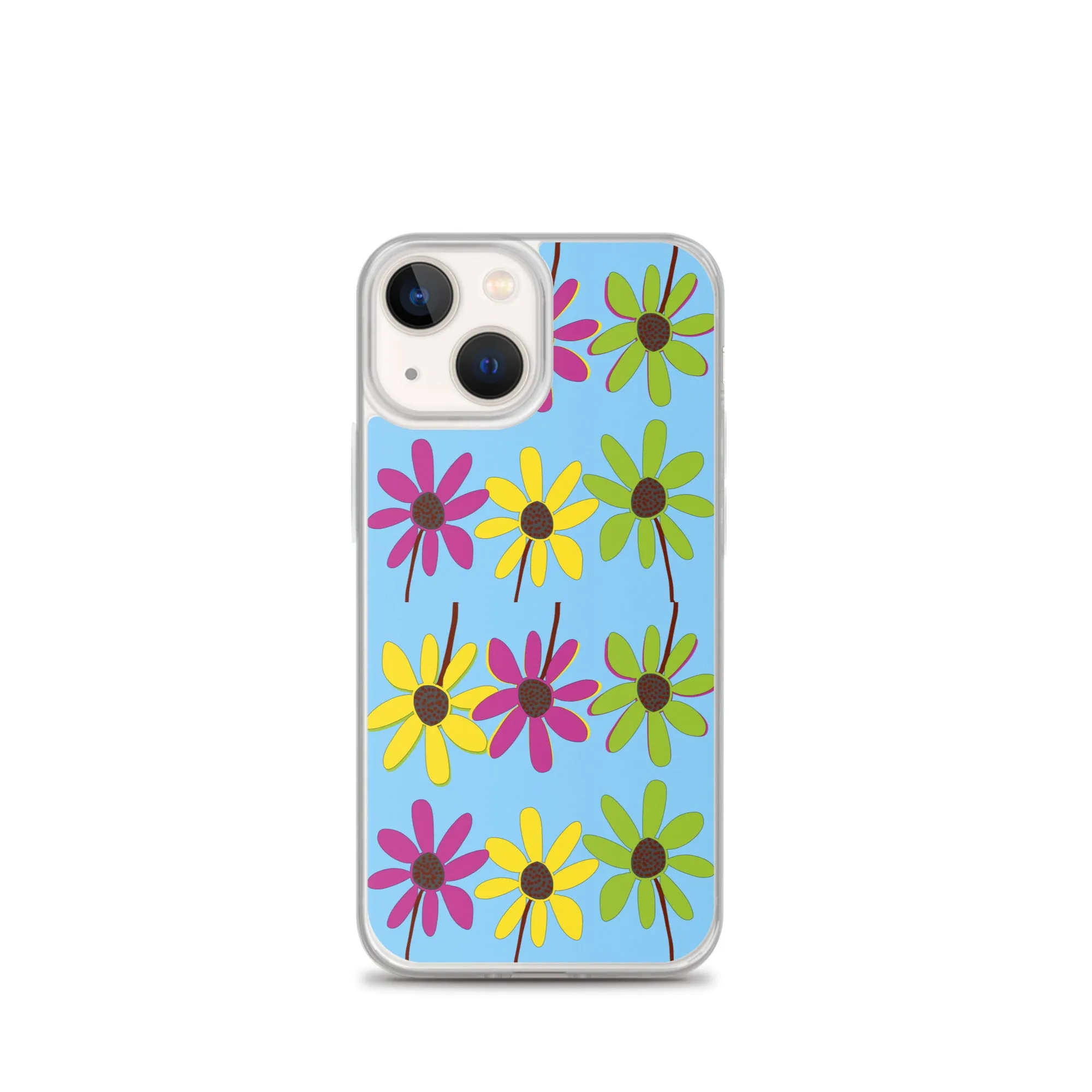 iPhone Colourful Hand Drawn Flower Petals Sky Blue Case