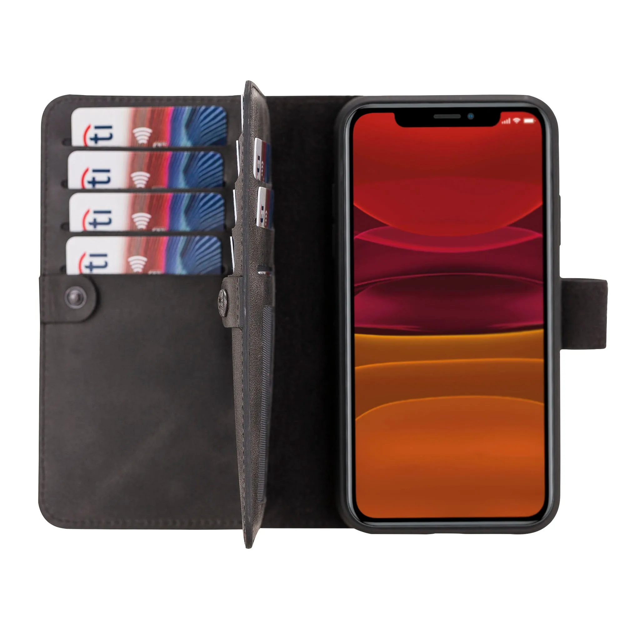 iPhone XR Dual Fold Magnetic Detachable Leather Wallet Case