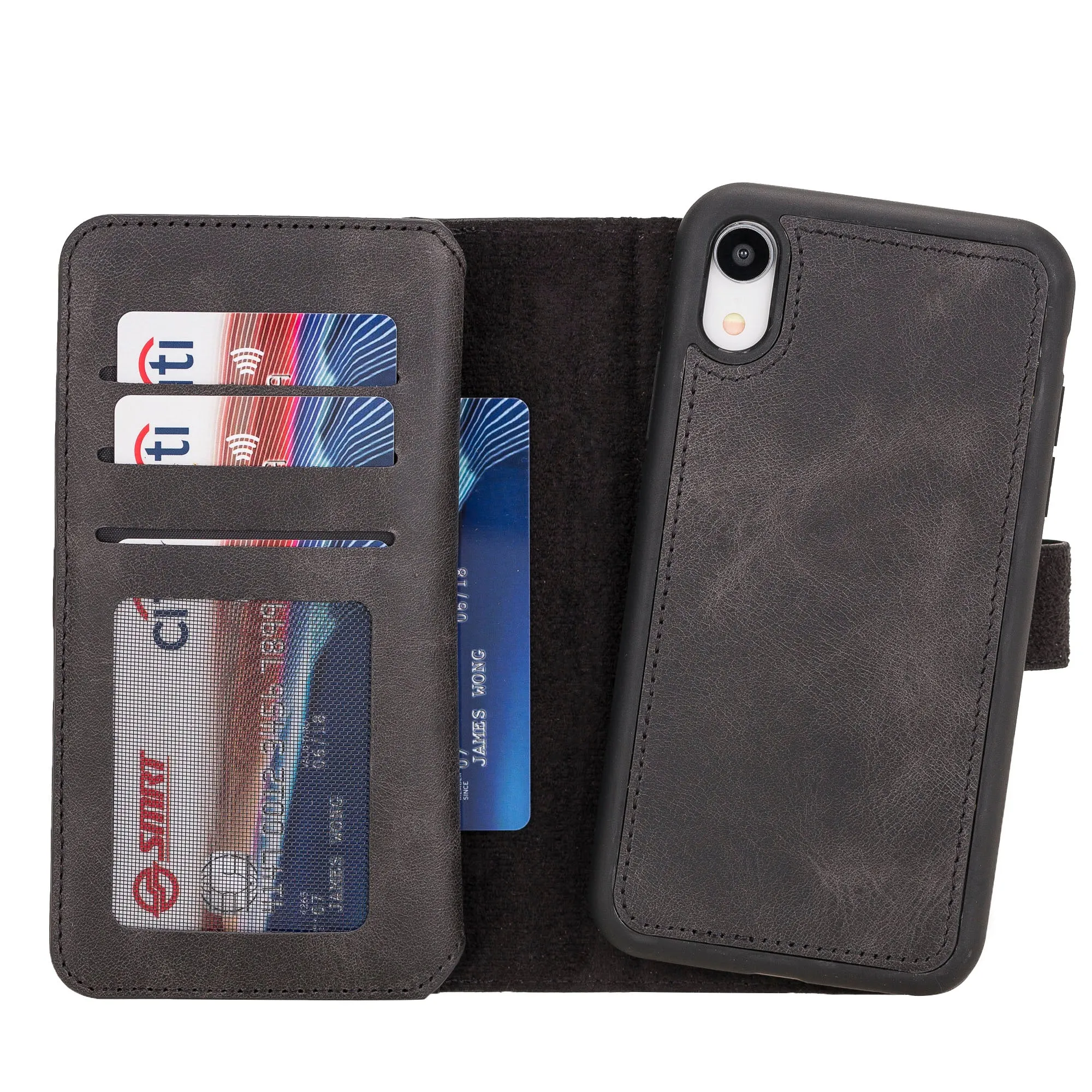 iPhone XR Dual Fold Magnetic Detachable Leather Wallet Case