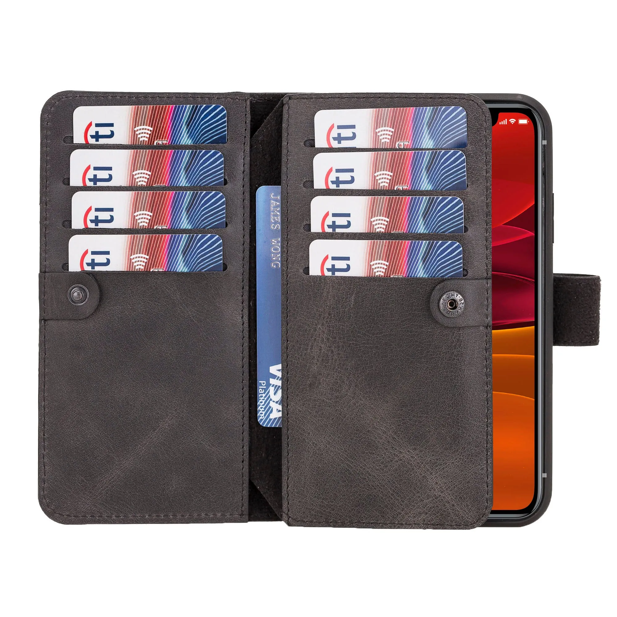 iPhone XR Dual Fold Magnetic Detachable Leather Wallet Case