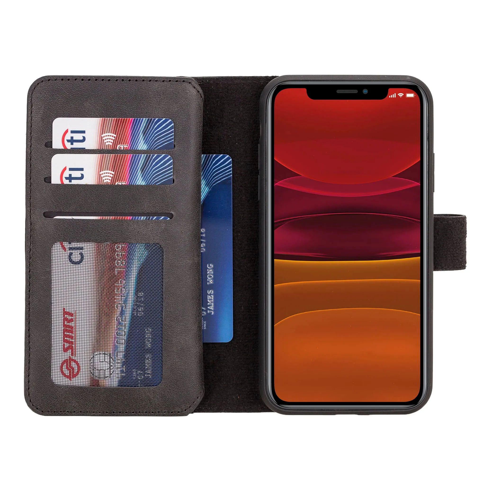 iPhone XR Dual Fold Magnetic Detachable Leather Wallet Case