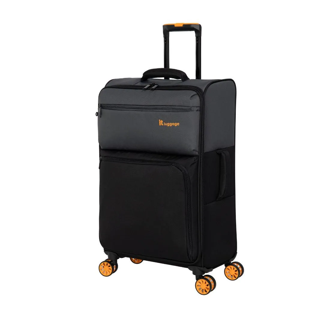 It Luggage Duo-Tone Pewter & Black 8 Wheel Suitcase