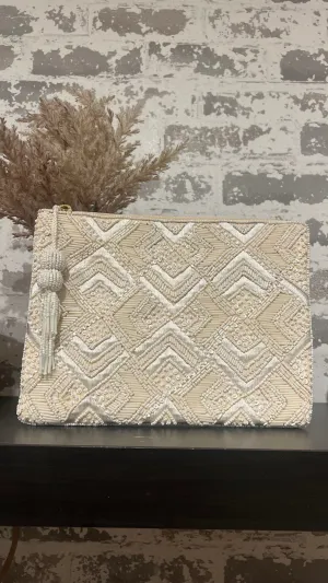 Ivory Beaded Clutch