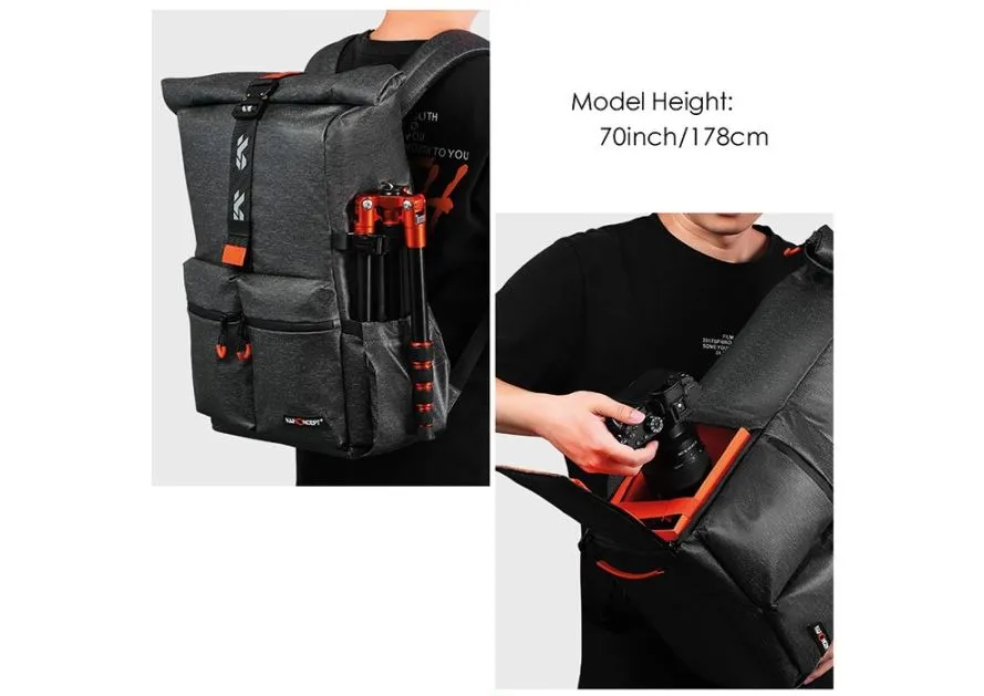 K&F Concept KF13-096V1 Camera Backpack for DSLR Cameras with 15 inch Laptop Compartment