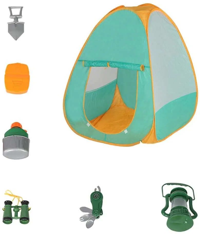 Kids Camping Set with Tent Camping Gear Tool Pretend Play Set for Toddlers Kids Boys Girls Outdoor Toy Birthday Gift