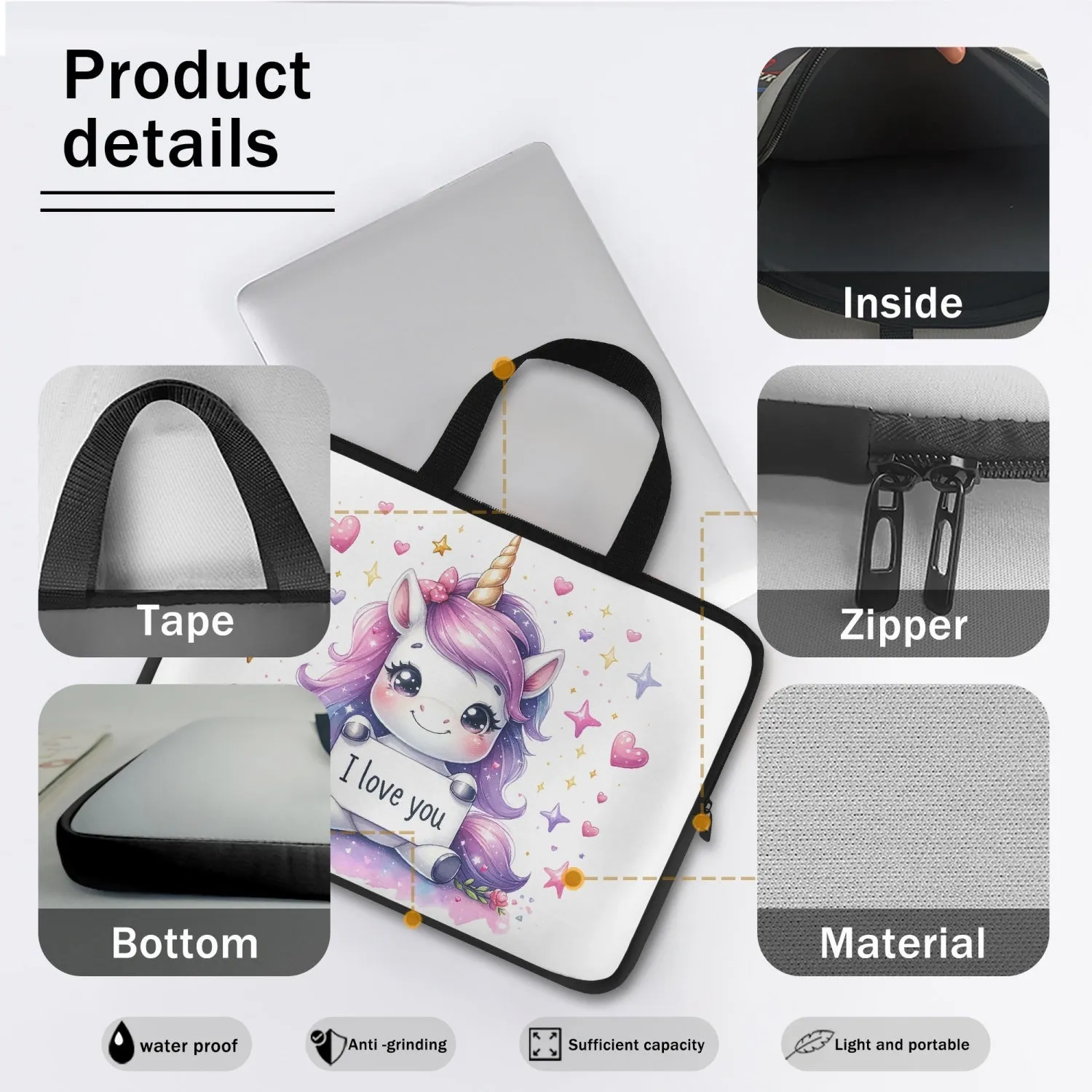 Laptop Sleeve with handles - Unicorn