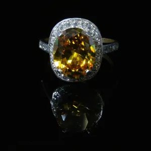 Large Yellow Sapphire & Paste Cluster Ring