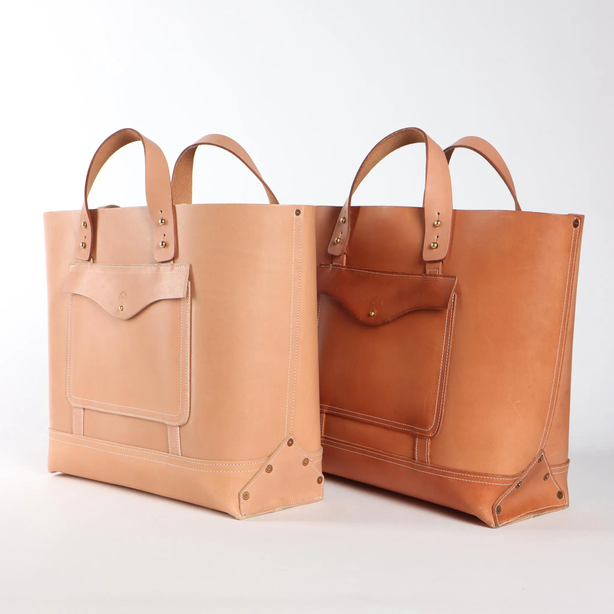 Leather Bucket Tote | Undyed