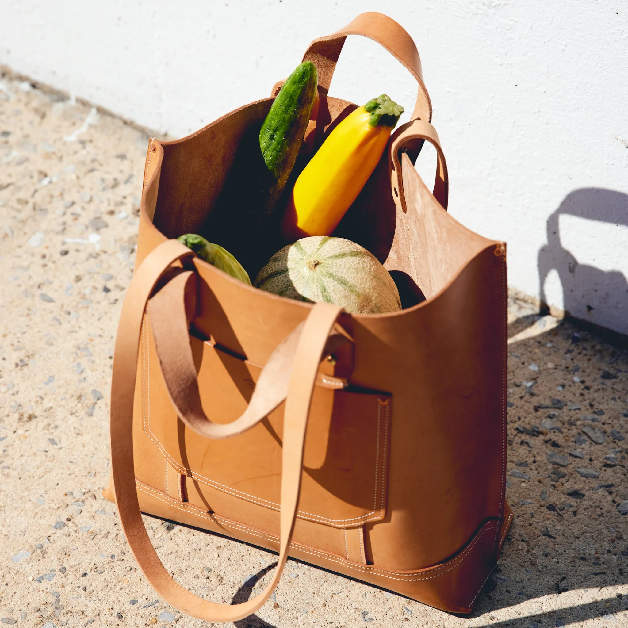 Leather Bucket Tote | Undyed