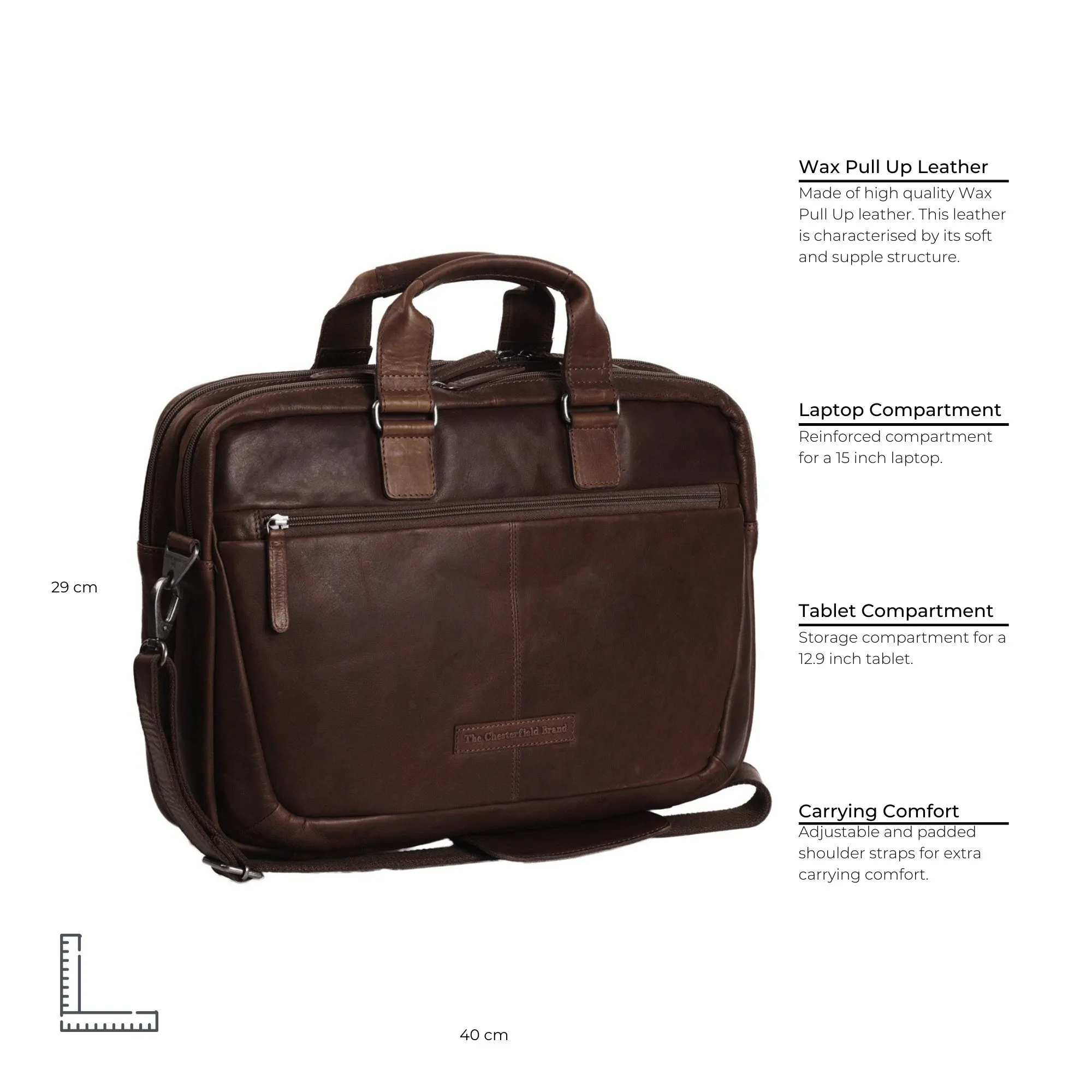 Leather Laptop Bag Brown Seth