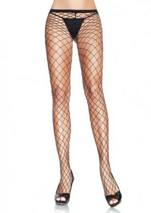 Leg Avenue Industrial Pantyhose - One Size - Black/silver