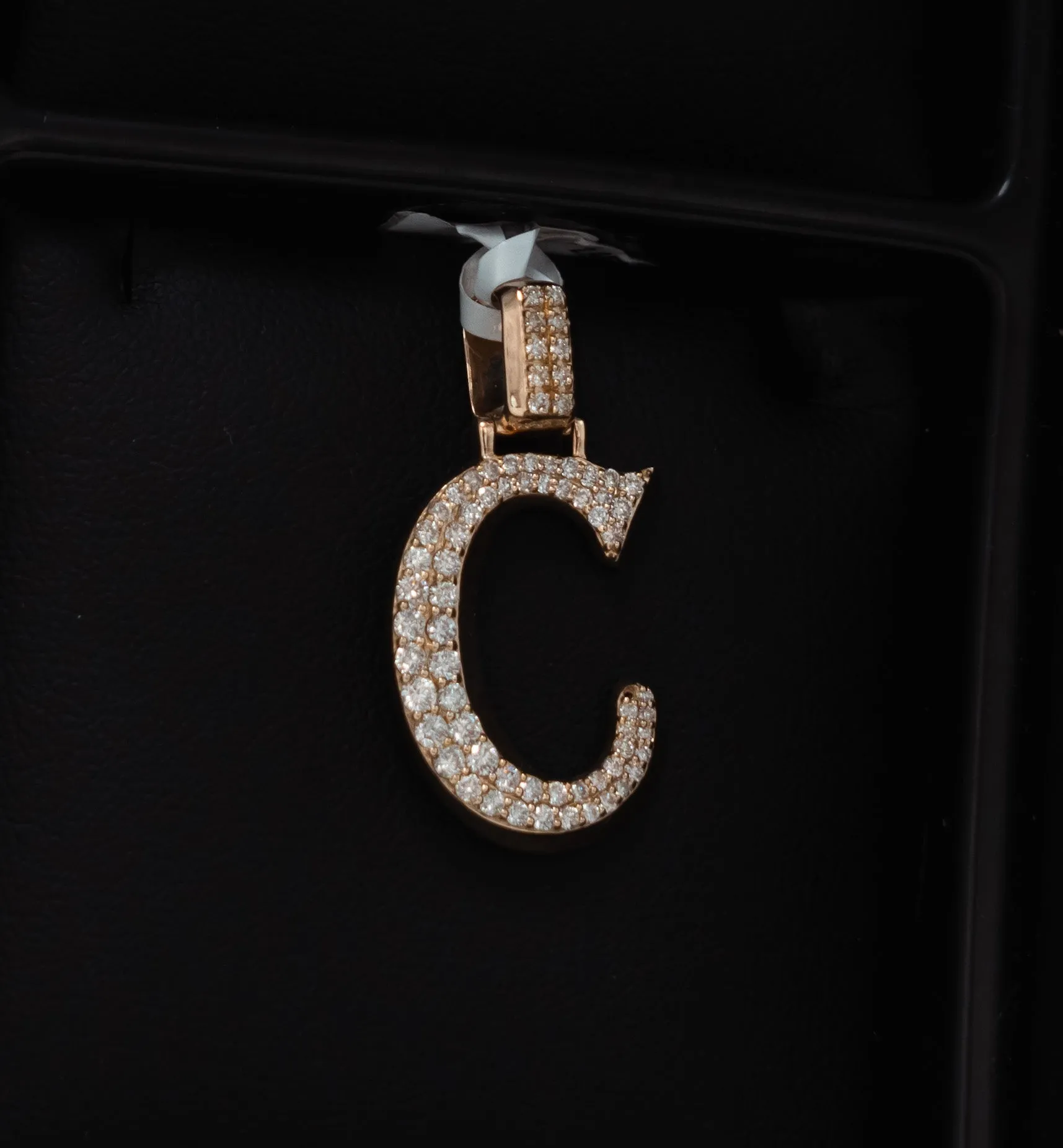 Letter C Pendant 14K Yellow Gold With Diamond / 3.2gr