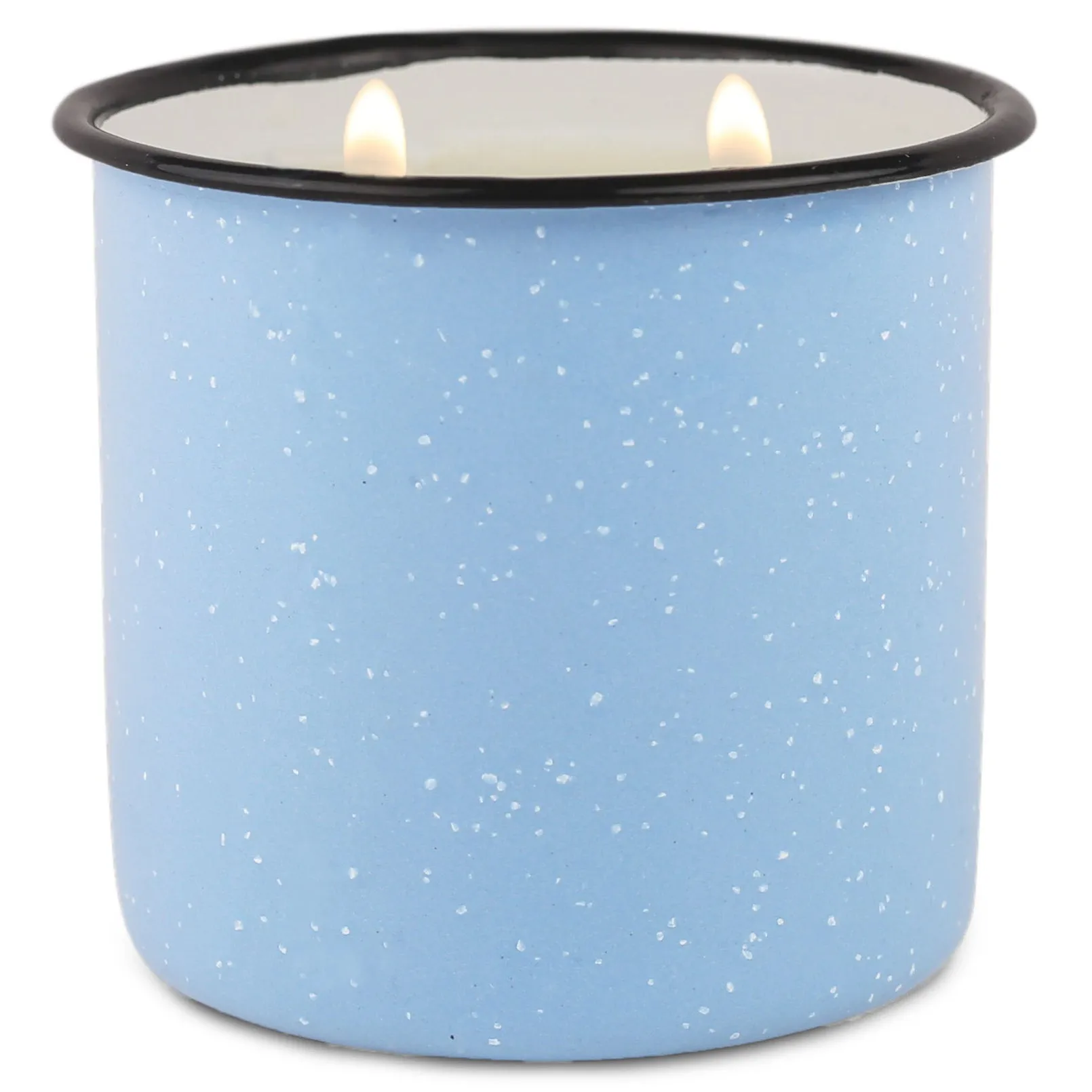 Light Blue Enamel Camping Mug Candle - Wild Fig & Cedar - Woods Scented