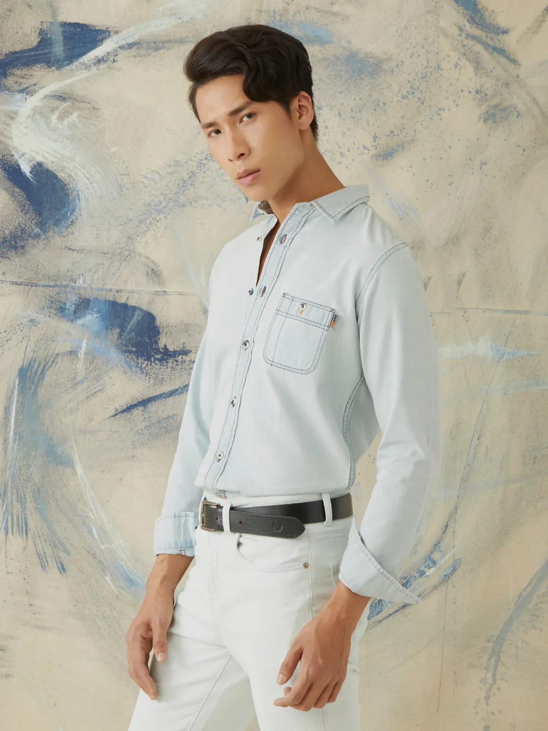 Light Blue Plain Denim Shirt