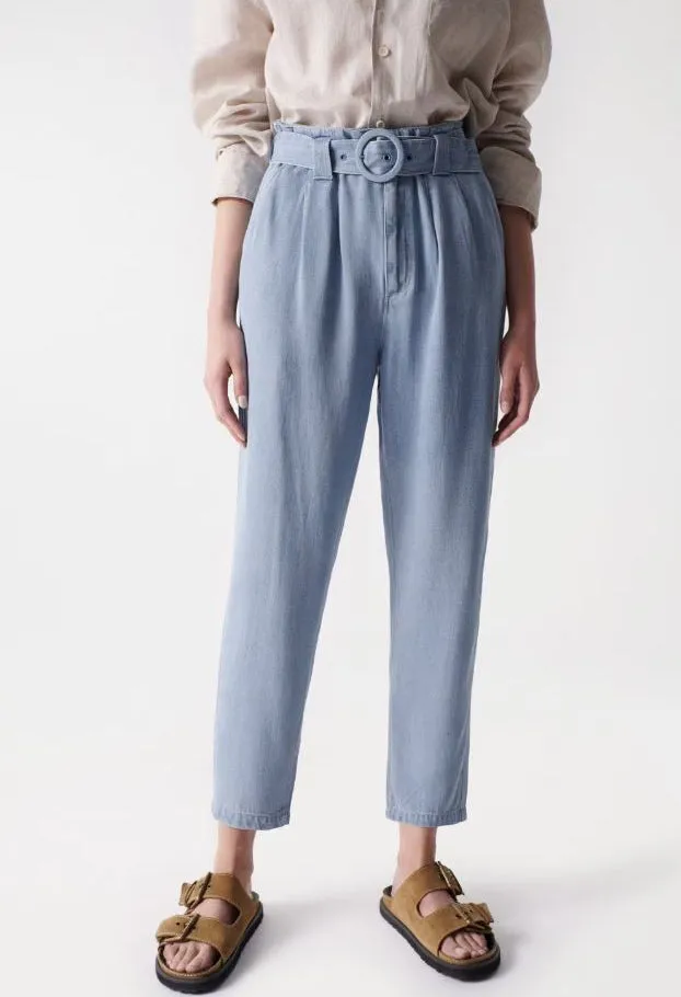 Light Denim trousers with Belt