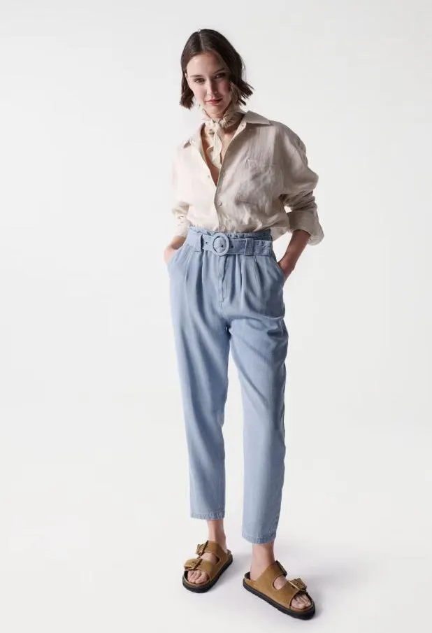 Light Denim trousers with Belt