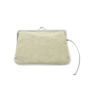 Linen Clasp Pouch - Light Green Color - , Cosmetic Pouch, Makeup Pouch, Japanese Gamaguchi Pouch, Travel Toiletry Pouch, Stationery Pouch, Bag organizer, Bag in Bag