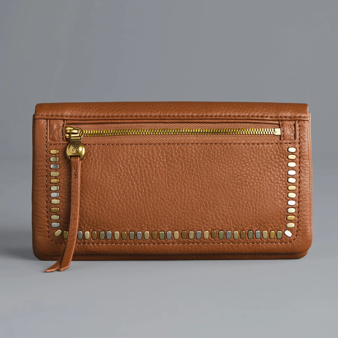 Lumen Continental Wallet In Pebbled Leather - Warm Honey