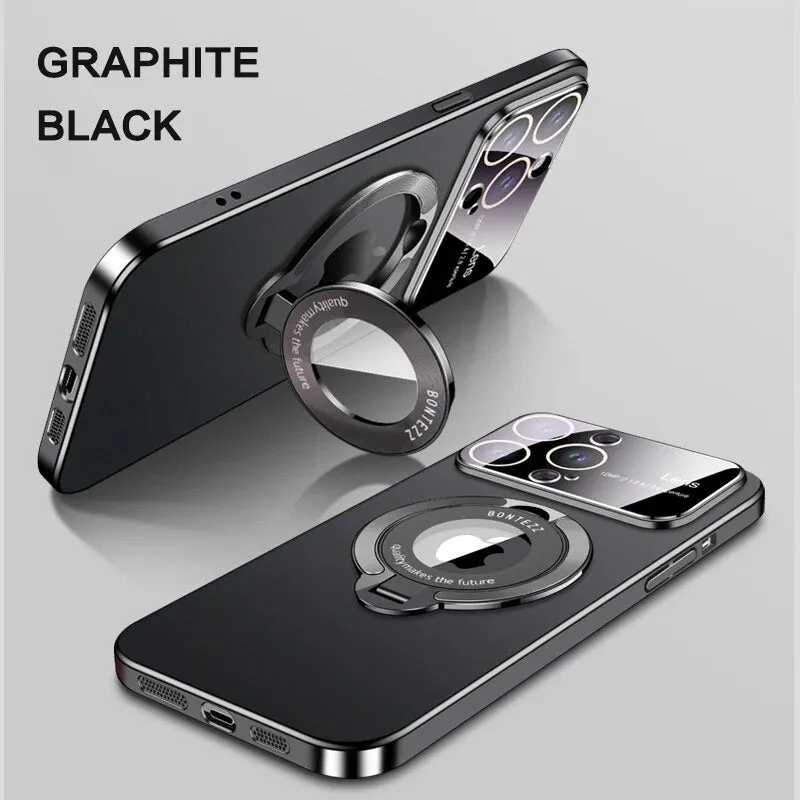 Magnetic Bracket Matte Phone Case With Lens Protection For IPhone