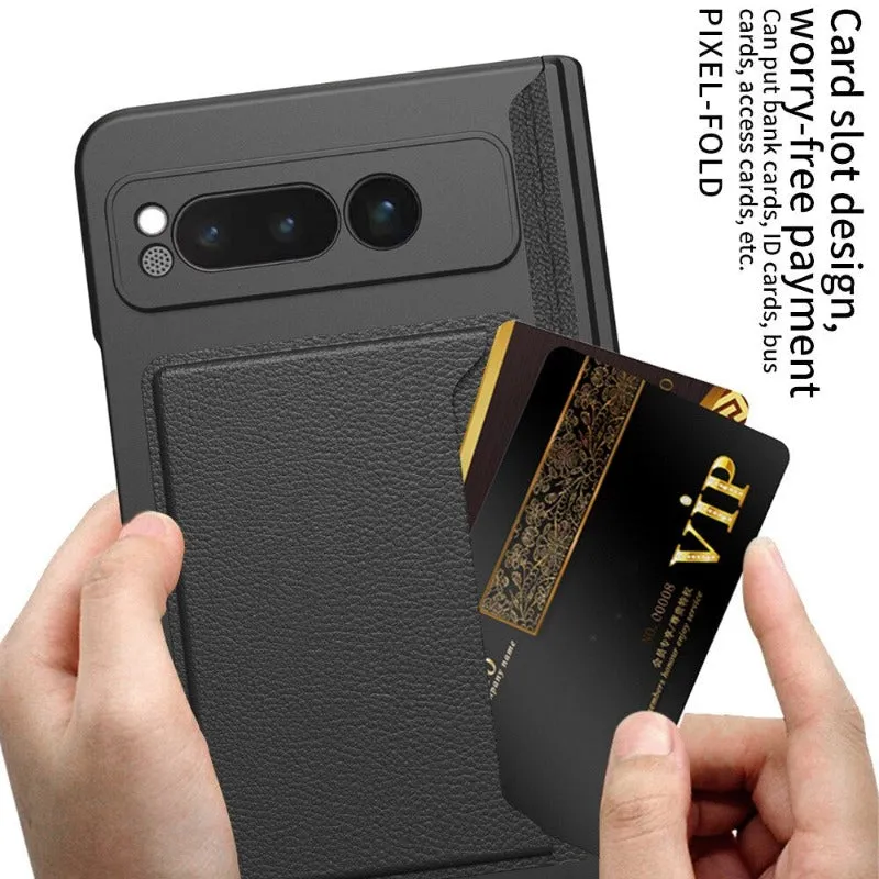 Magnetic Hinge Bracket Leather Card Phone Case For Google Pixel Fold