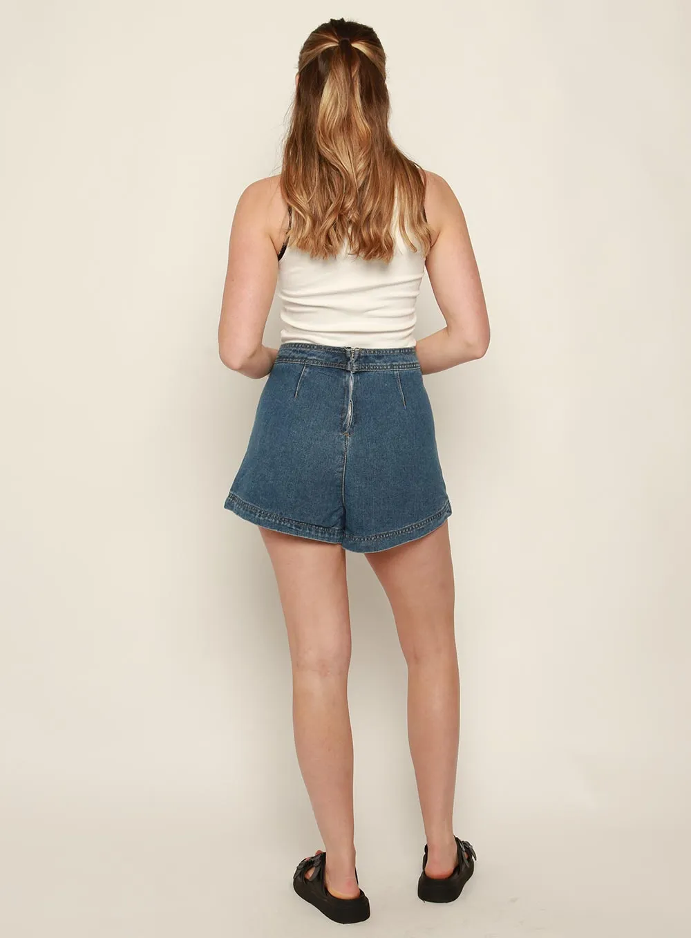 Malia Denim Short-MID BLUE