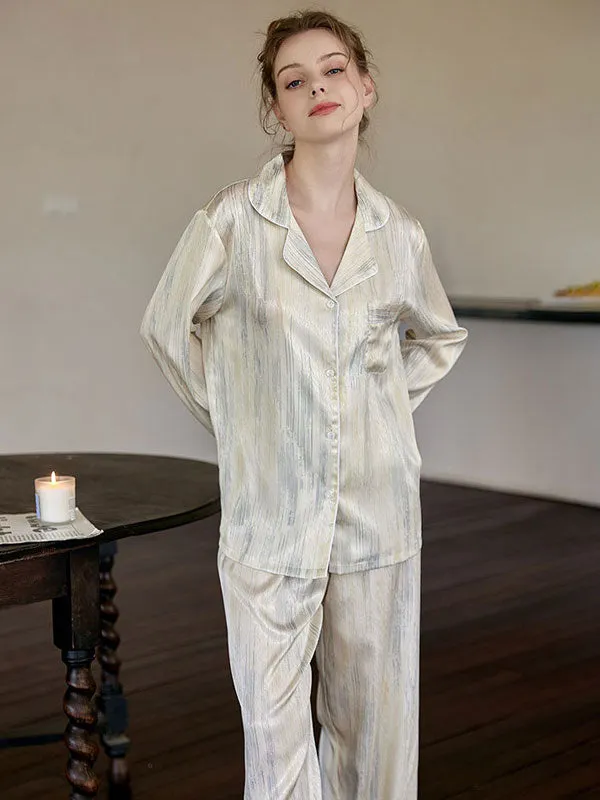 Marble Print Long Sleeve Pajamas Set