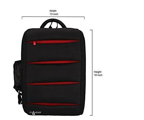 Maxbell 15.6 inch Rectangular Laptop Notebook Bag Backpack Tough Hard Strong for Men Women Unisex (Black and Red)